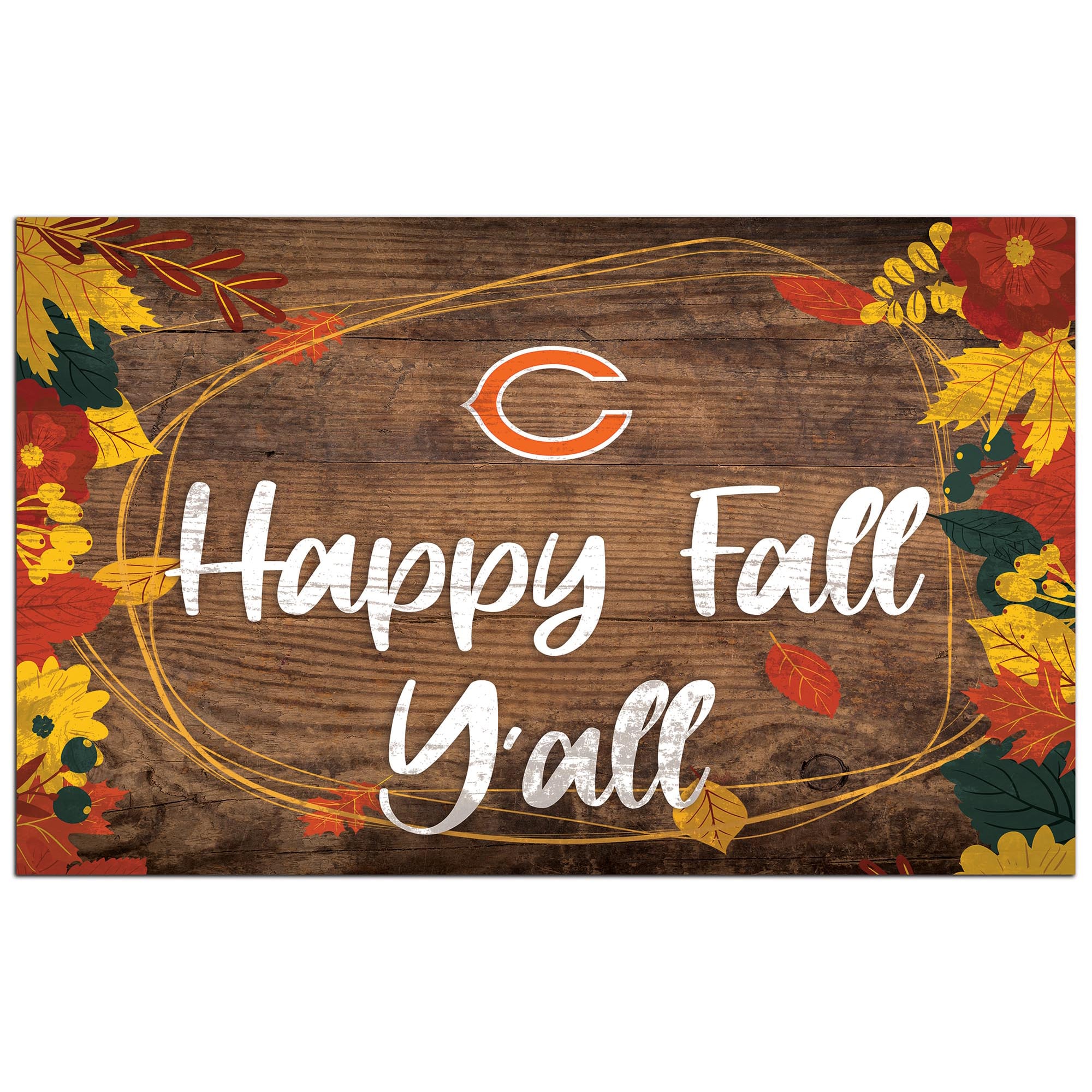 Chicago Bears 11'' x 19'' Happy Fall Y'all Sign