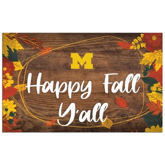 Michigan Wolverines 11'' x 19'' Happy Fall Y'all Sign