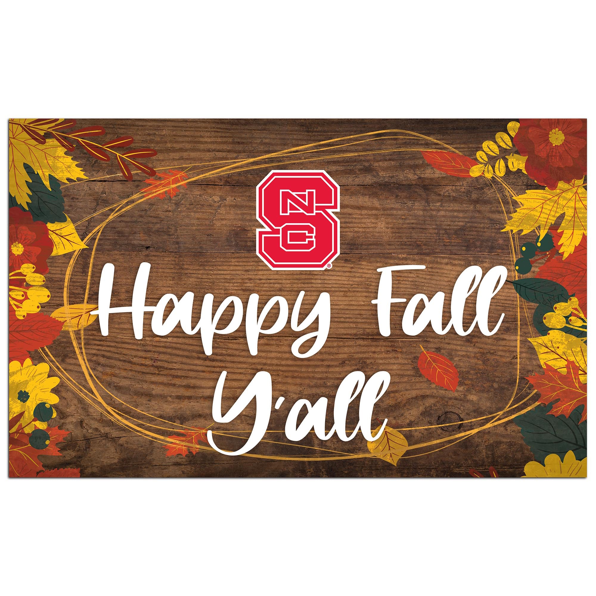 NC State Wolfpack 11'' x 19'' Happy Fall Y'all Sign