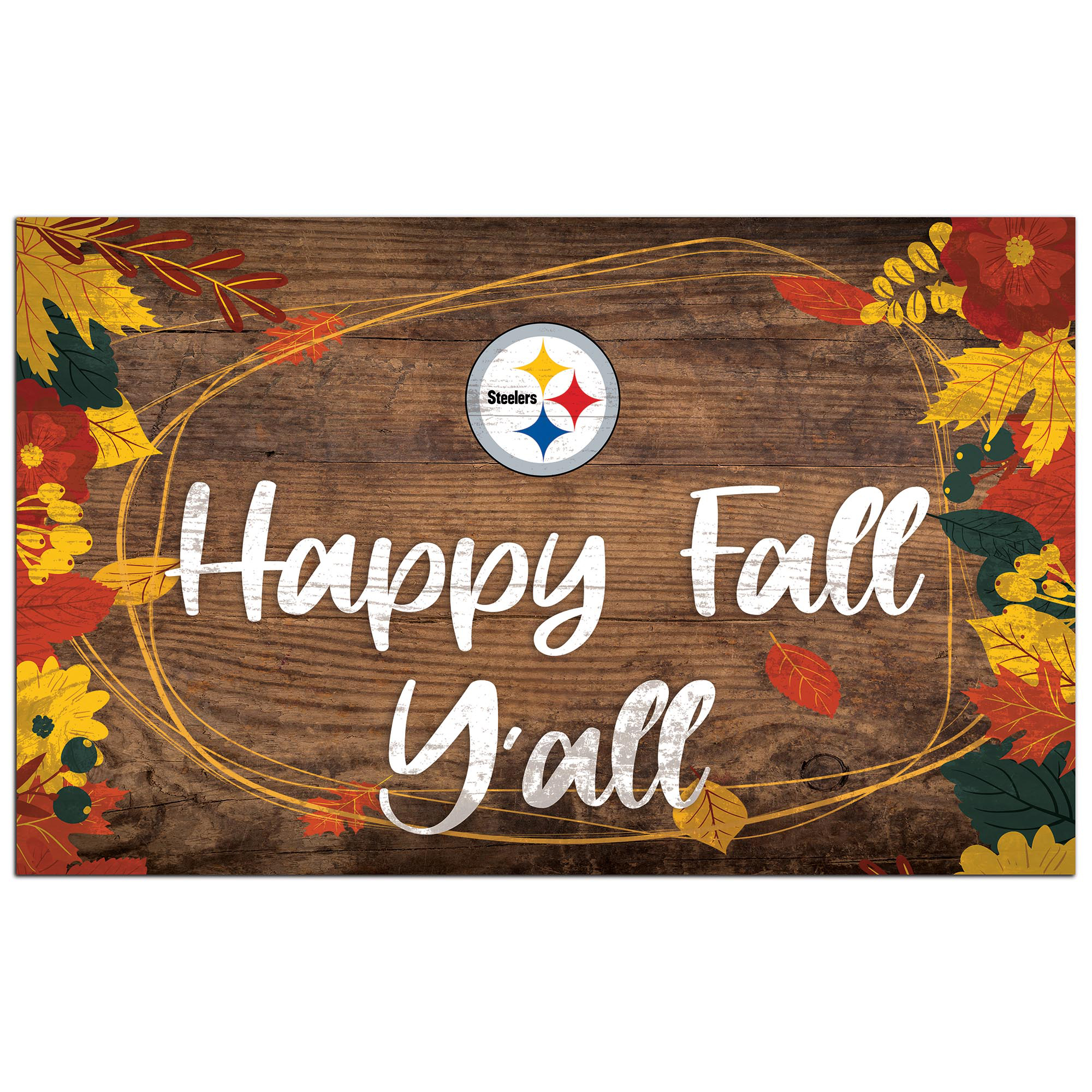 Pittsburgh Steelers 11'' x 19'' Happy Fall Y'all Sign