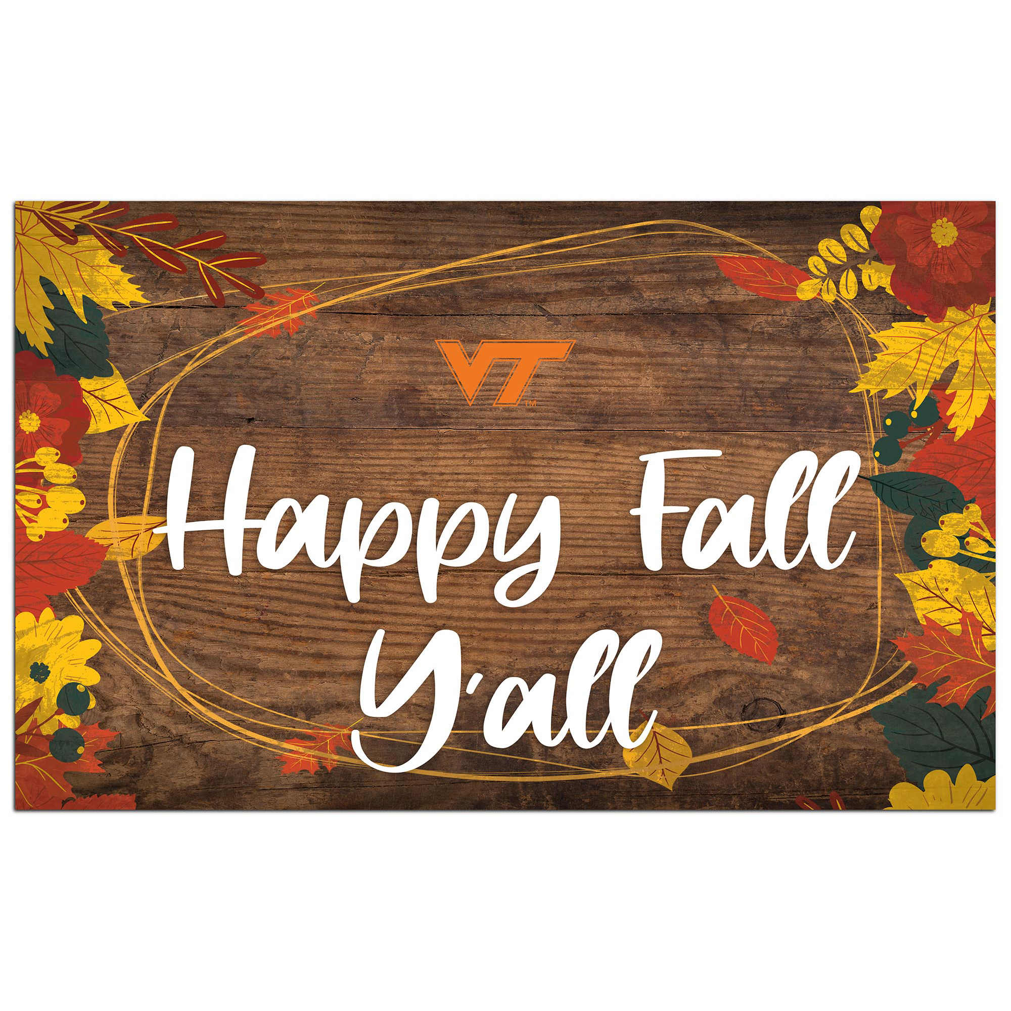 Virginia Tech Hokies 11'' x 19'' Happy Fall Y'all Sign