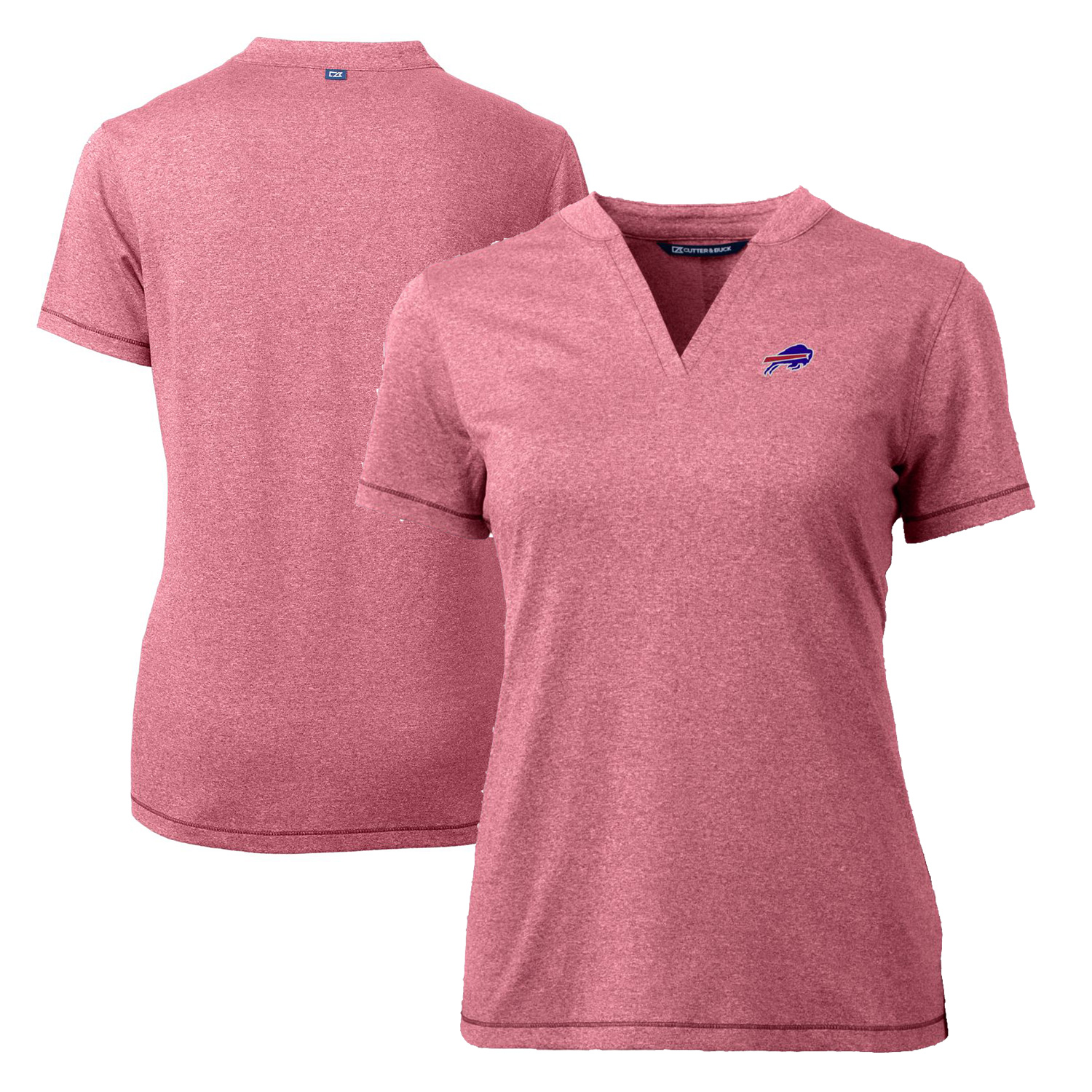 Women's Cutter & Buck Heather Red Buffalo Bills Forge Stretch Blade Polo