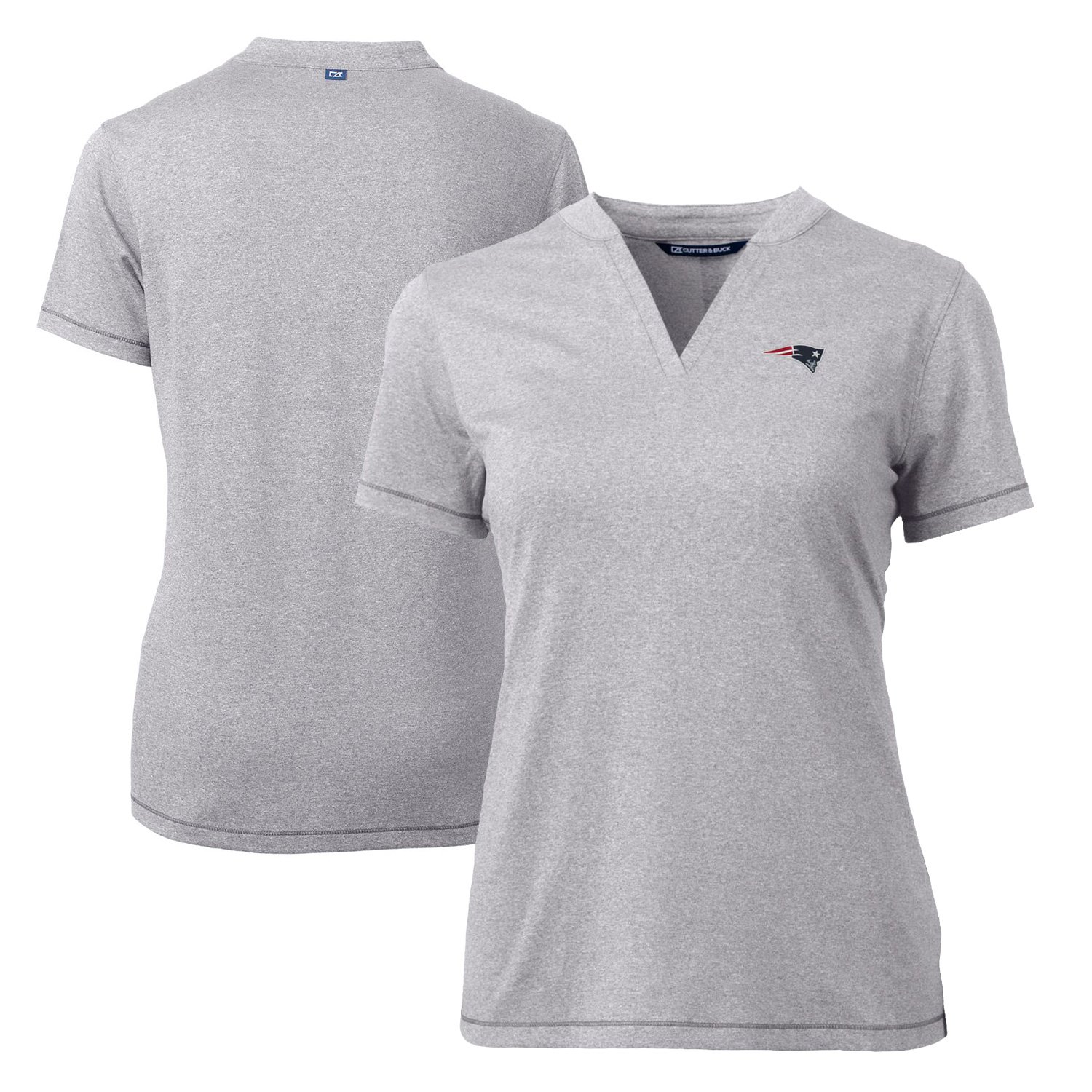 Women's Cutter & Buck Heather Gray New England Patriots Forge Stretch Blade Polo