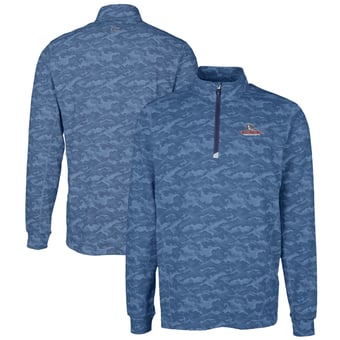 Men's Cutter & Buck Navy Gonzaga Bulldogs Big & Tall Traverse Camo Print Stretch Quarter-Zip Pullover Top