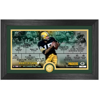 Highland Mint Bart Starr Green Bay Packers 12'' x 20'' Timeline Pano Photo Mint