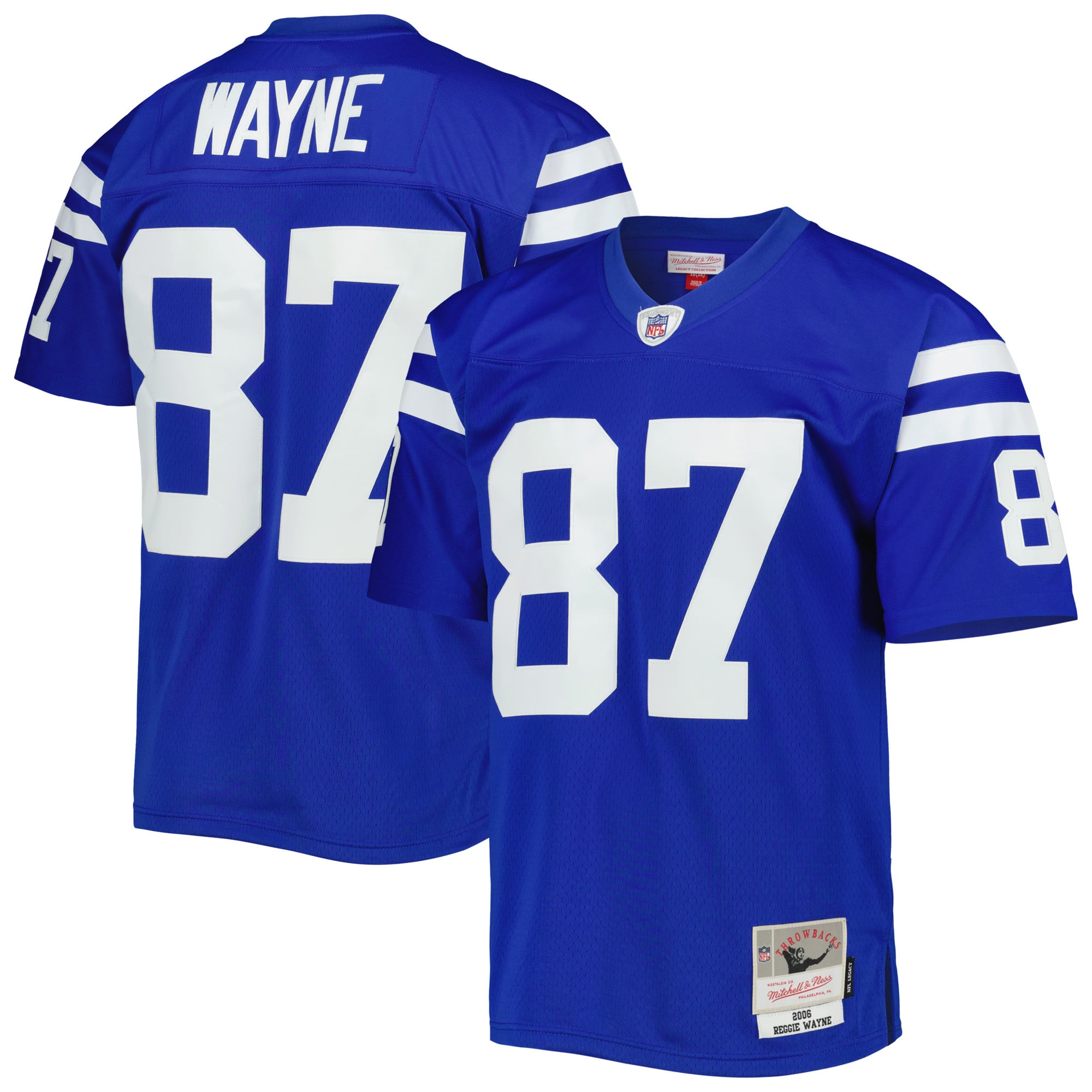 Maglia da uomo Mitchell & Ness Reggie Wayne Royal Indianapolis Colts Legacy Replica