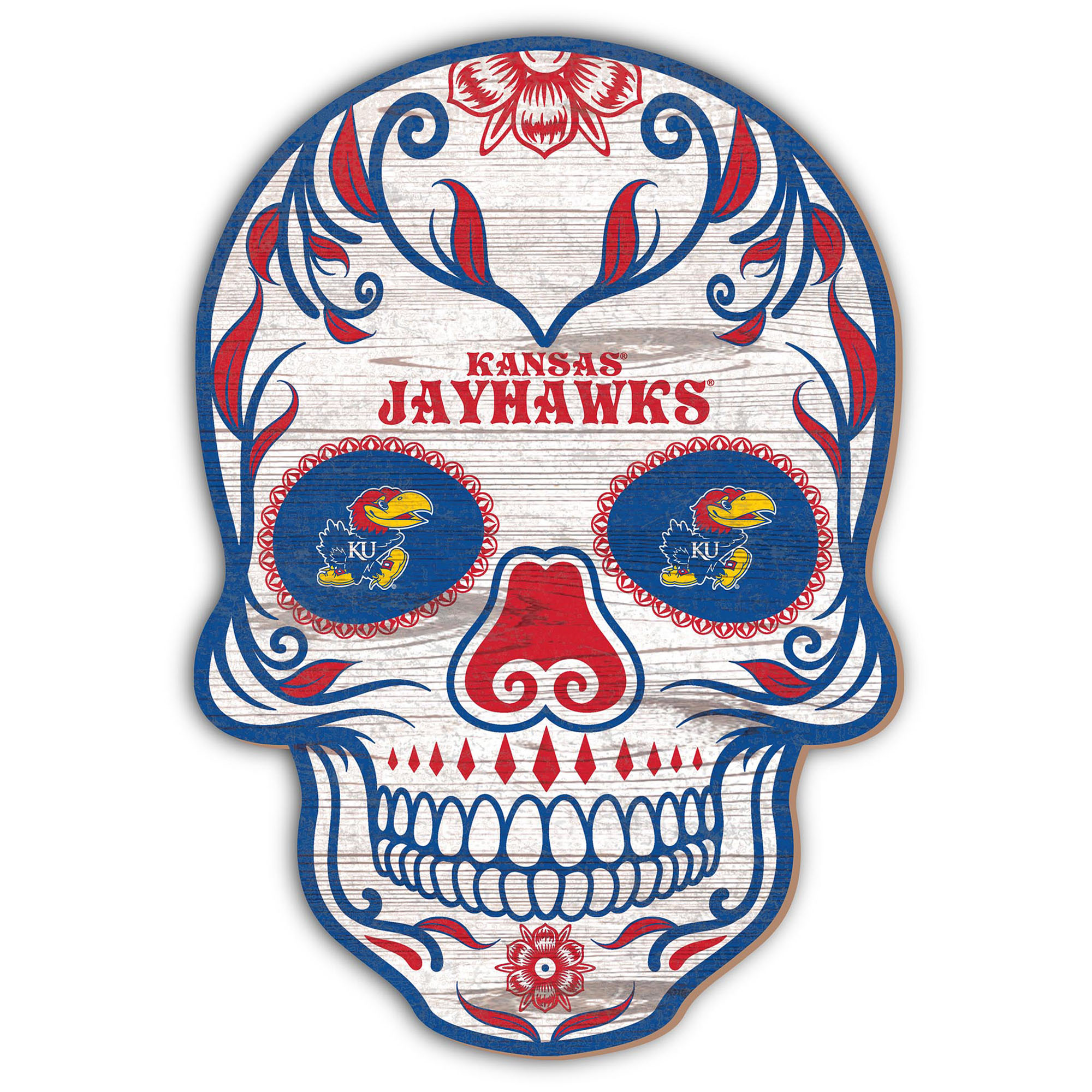 Kansas Jayhawks 12” Sugar Skull Sign Kansas Jayhawks 12” Sugar Skull Sign