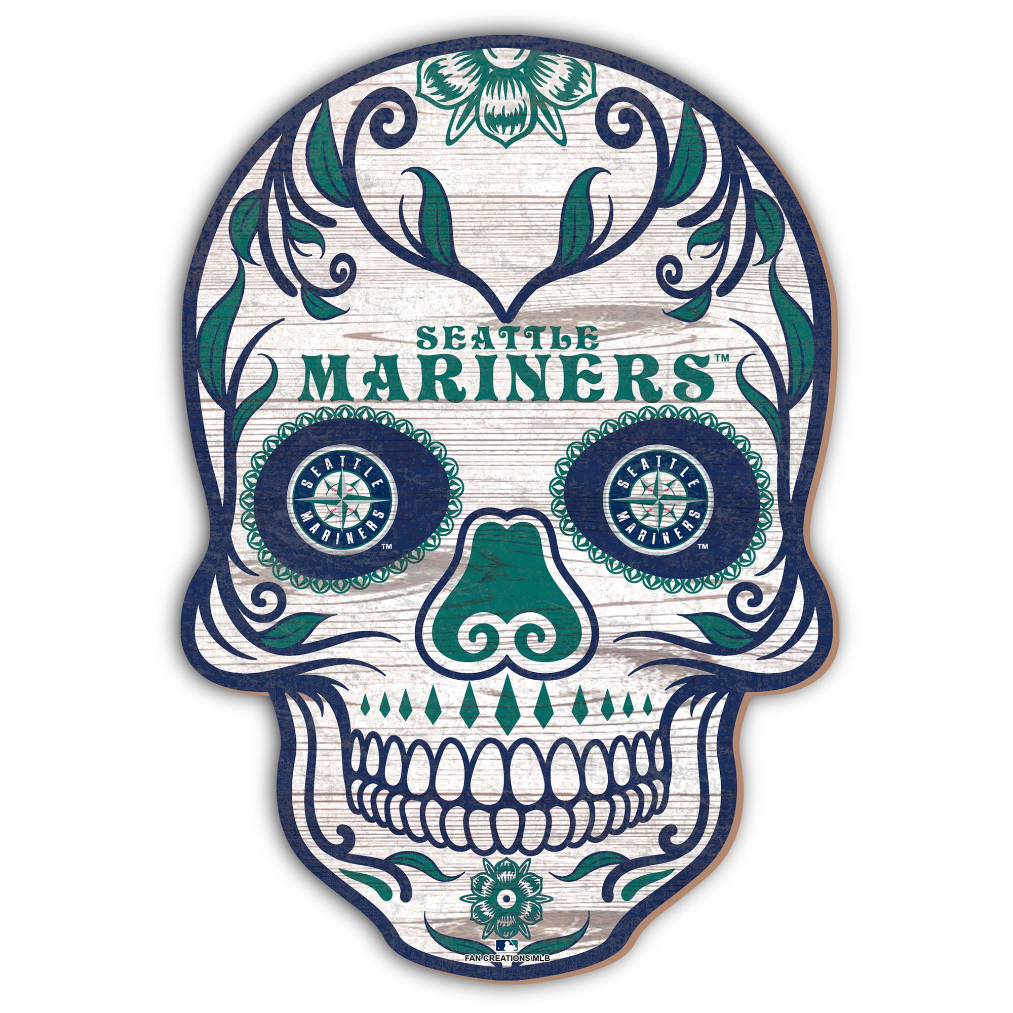 Seattle Mariners 12'' Sugar Skull Sign