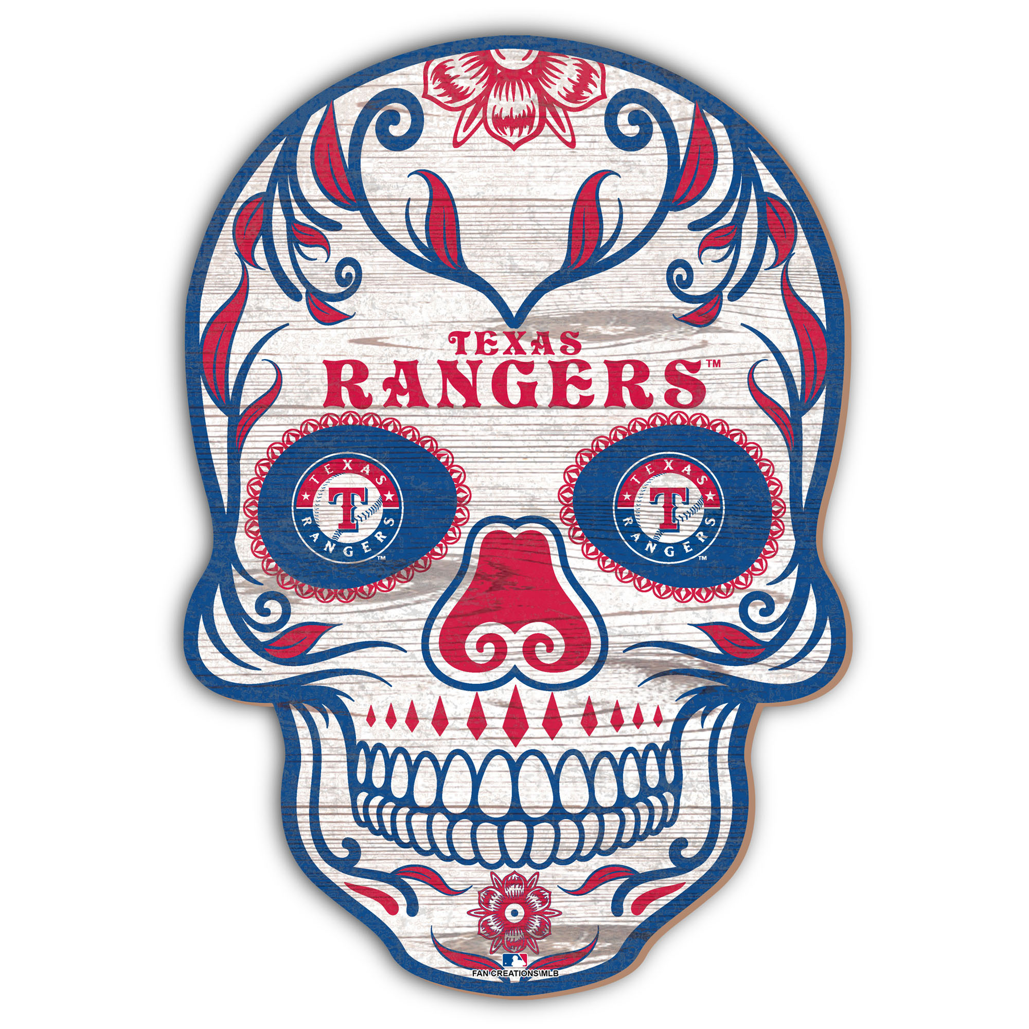 Texas Rangers 12'' Sugar Skull Sign