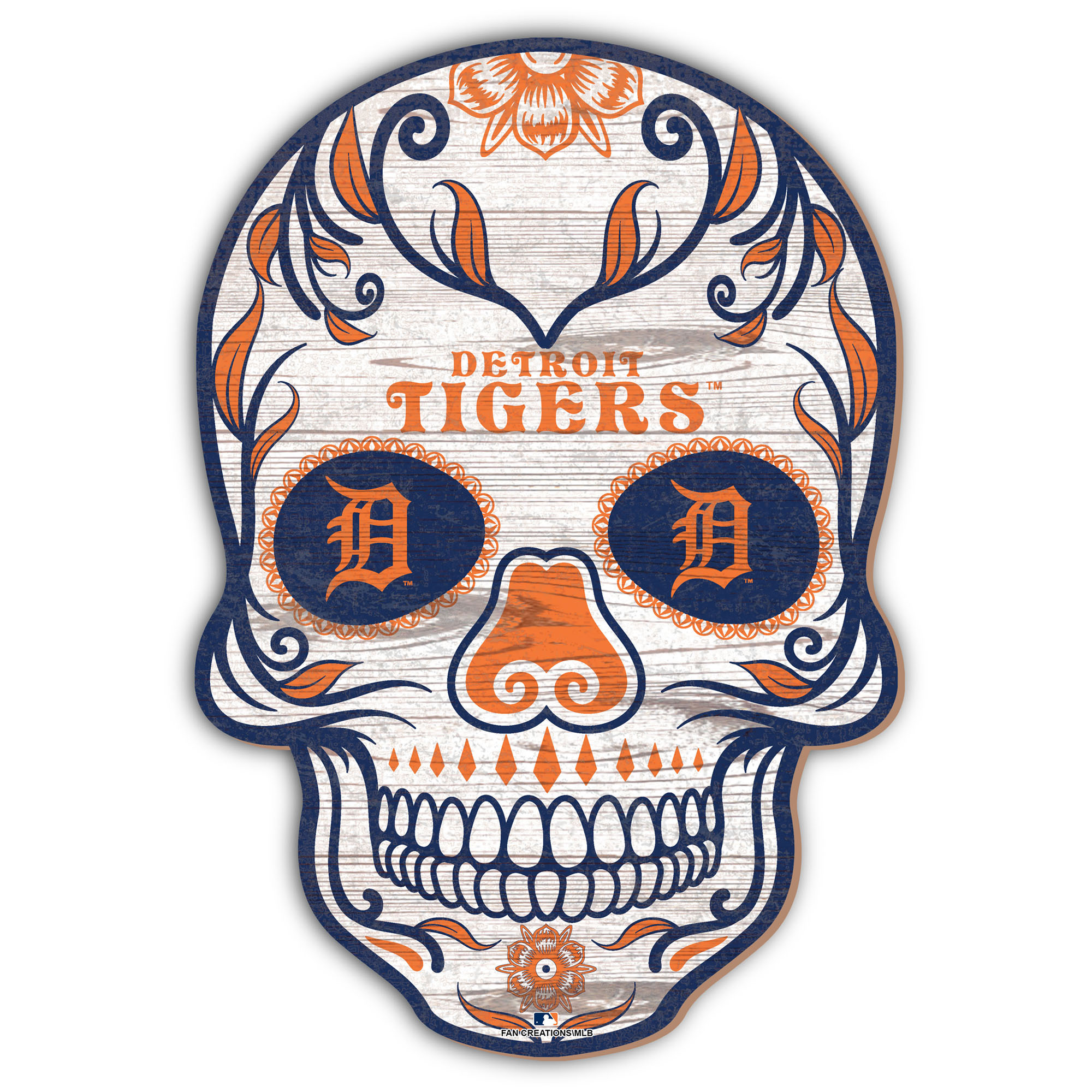 Detroit Tigers 12'' Sugar Skull Sign