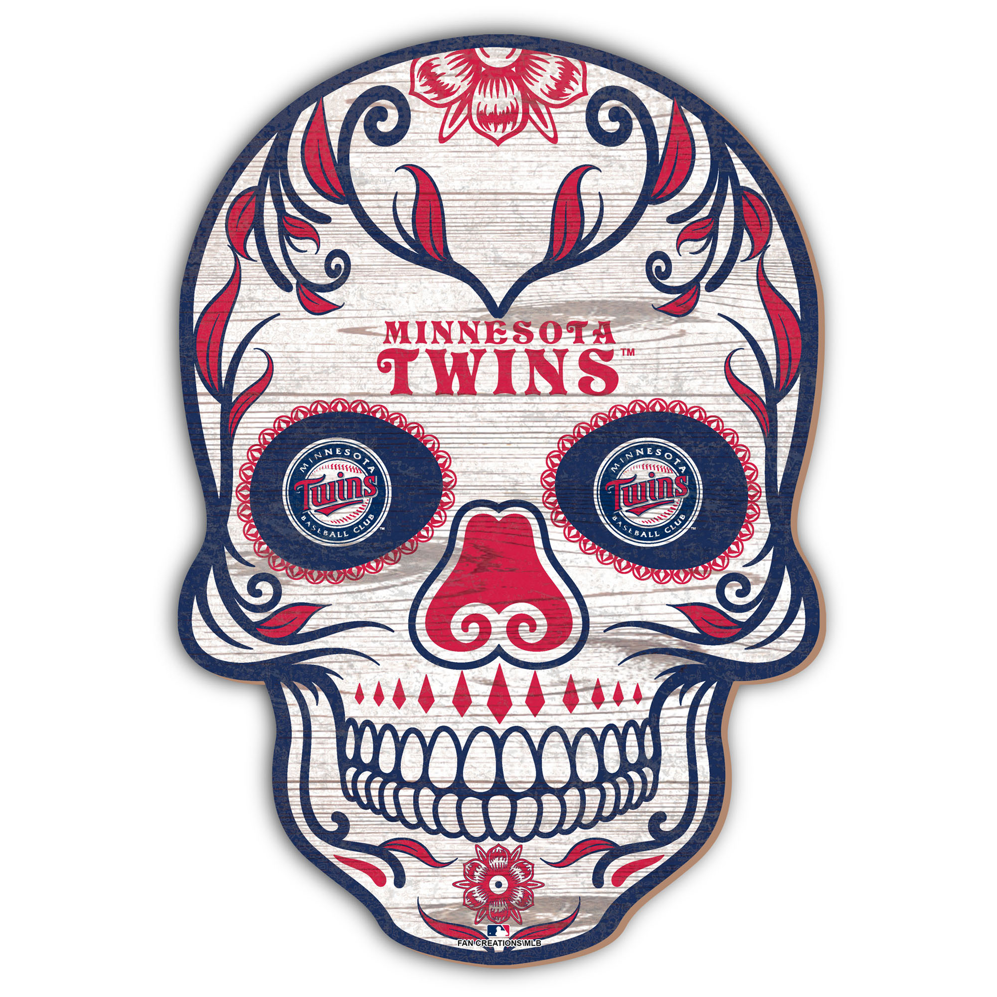 Minnesota Twins 12'' Sugar Skull Sign