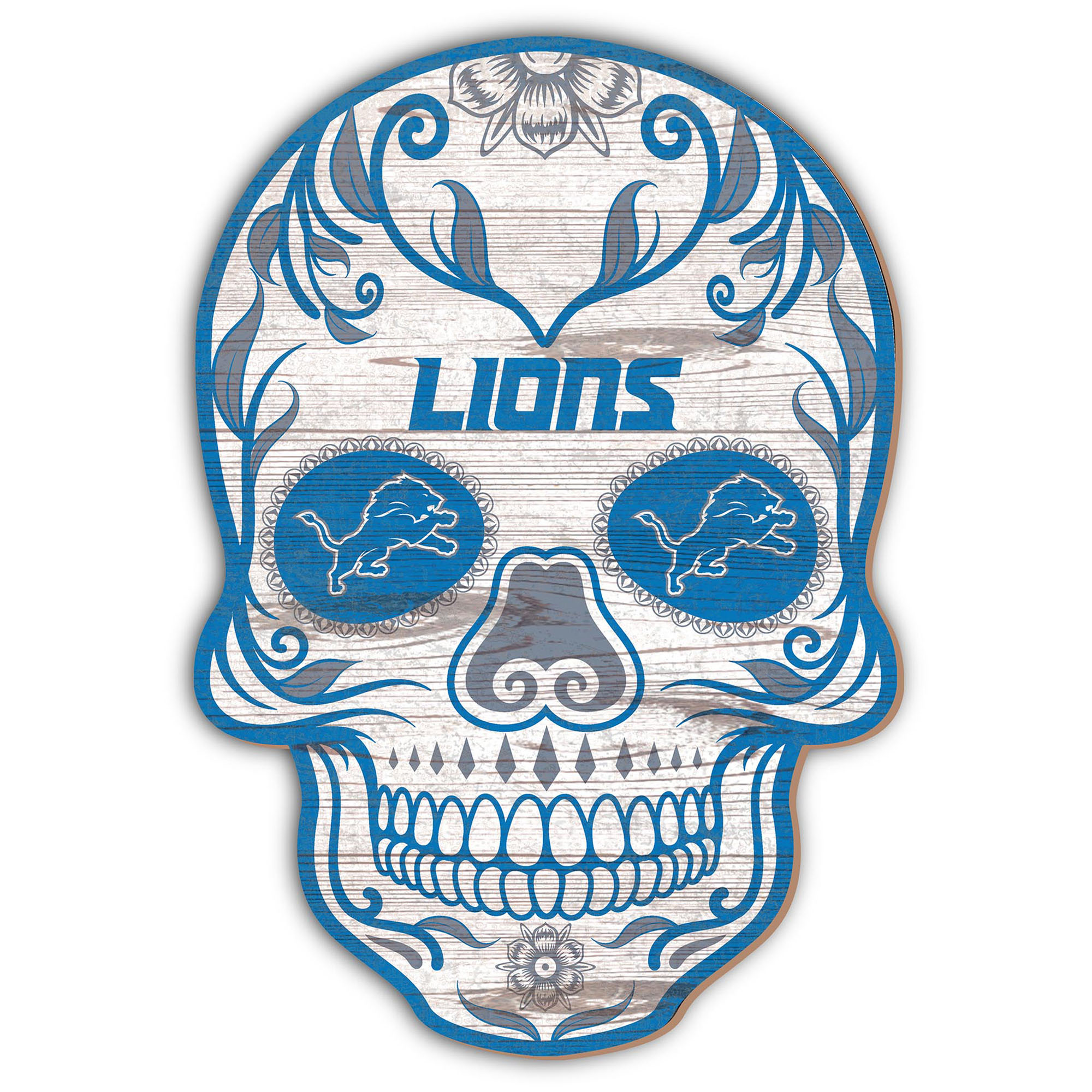 Detroit Lions 12'' Sugar Skull Sign