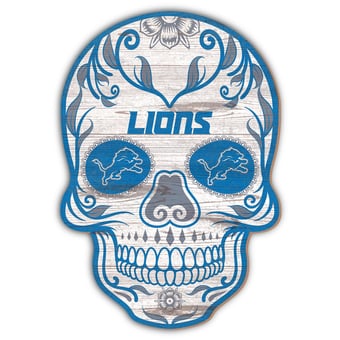Detroit Lions 12'' Sugar Skull Sign