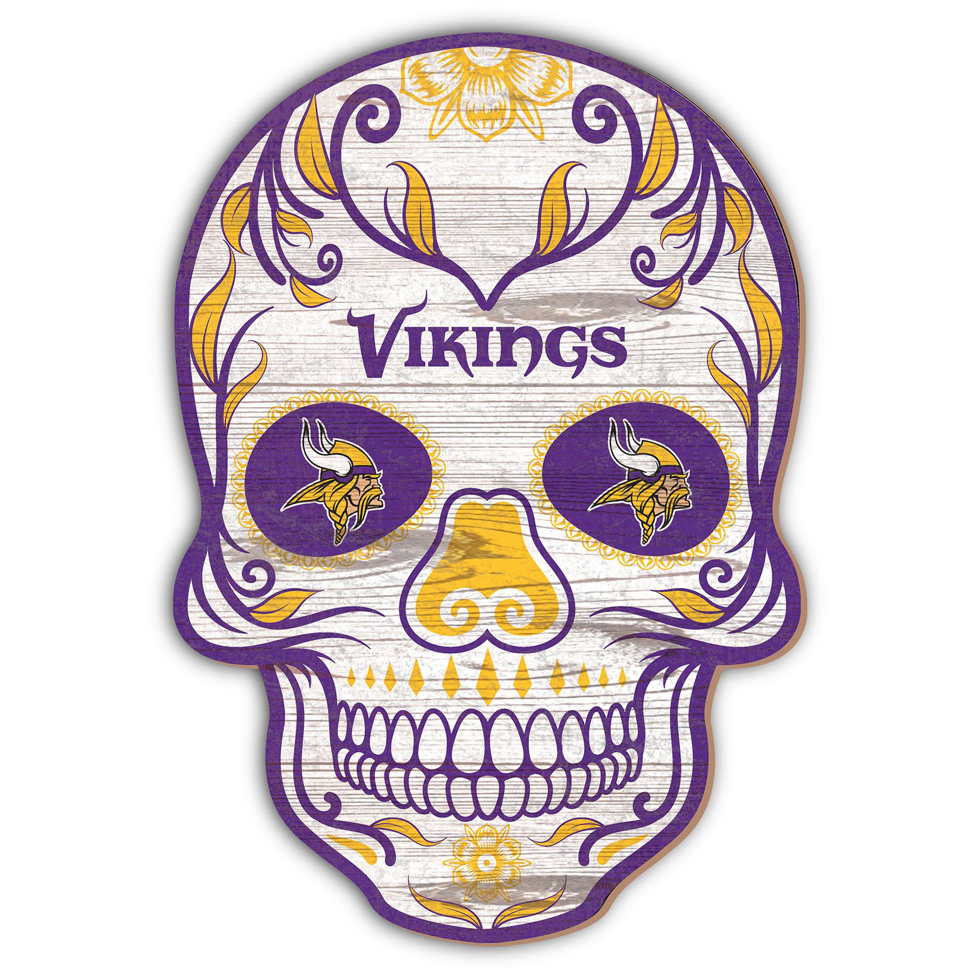 Minnesota Vikings 12'' Sugar Skull Sign