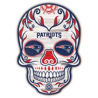 New England Patriots 12'' Sugar Skull Sign