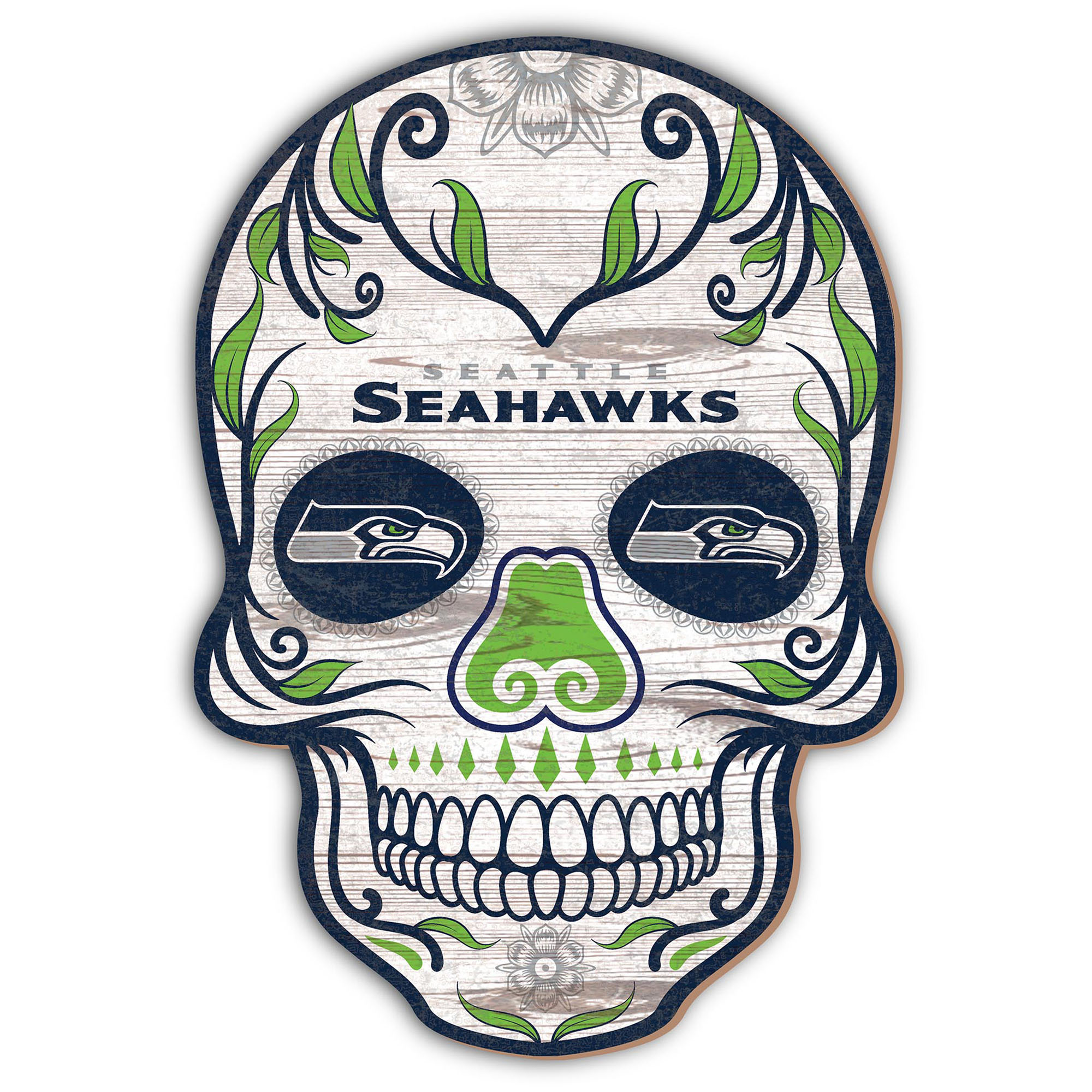 Seattle Seahawks 12'' Sugar Skull Sign