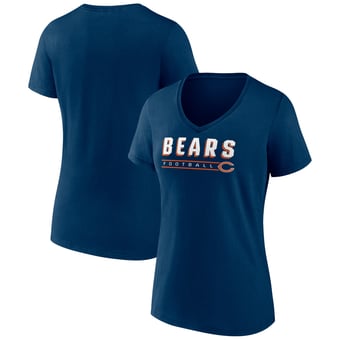 Women's Navy Chicago Bears Primary Play V-Neck T-Shirt
