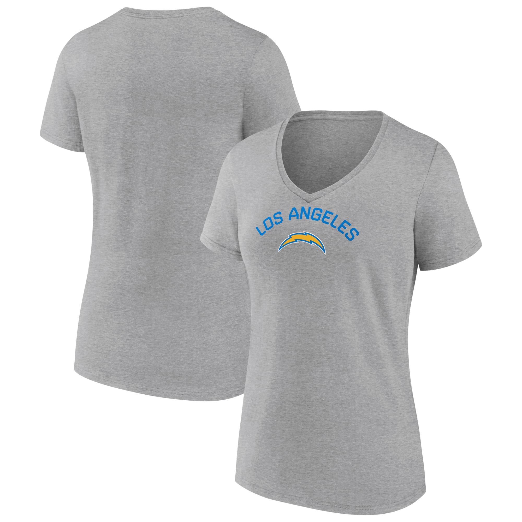 Women's Heather Gray Los Angeles Chargers Team Arc V-Neck T-Shirt
