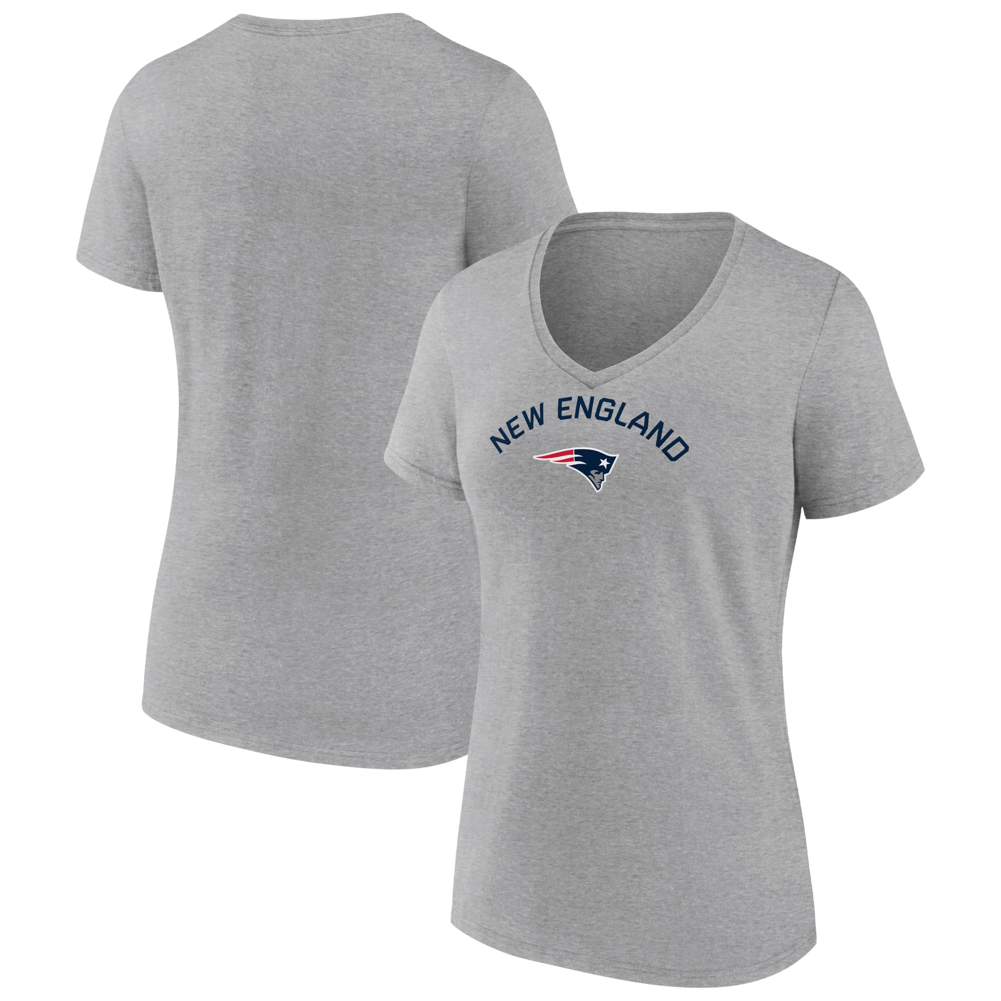 Women's Heather Gray New England Patriots Team Arc V-Neck T-Shirt