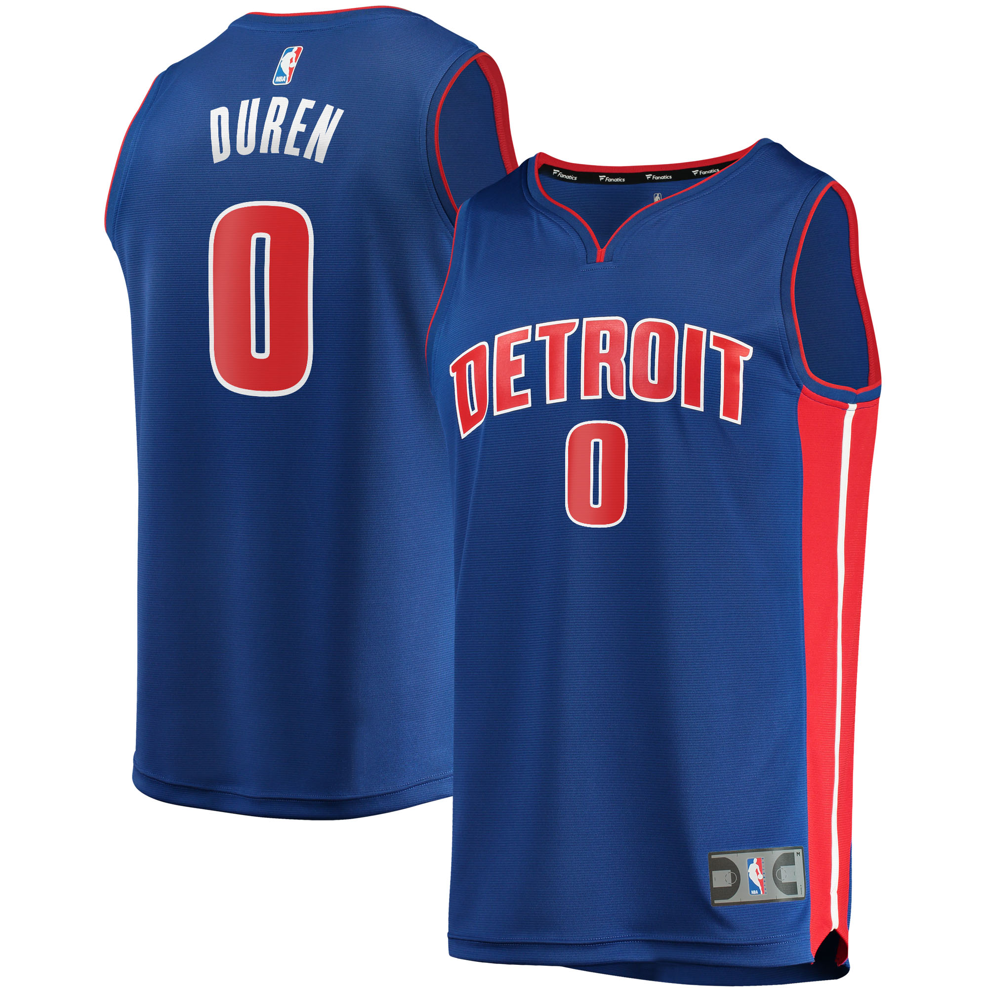 Men's Fanatics Jalen Duren Blue Detroit Pistons Fast Break Replica Jersey - Icon Edition