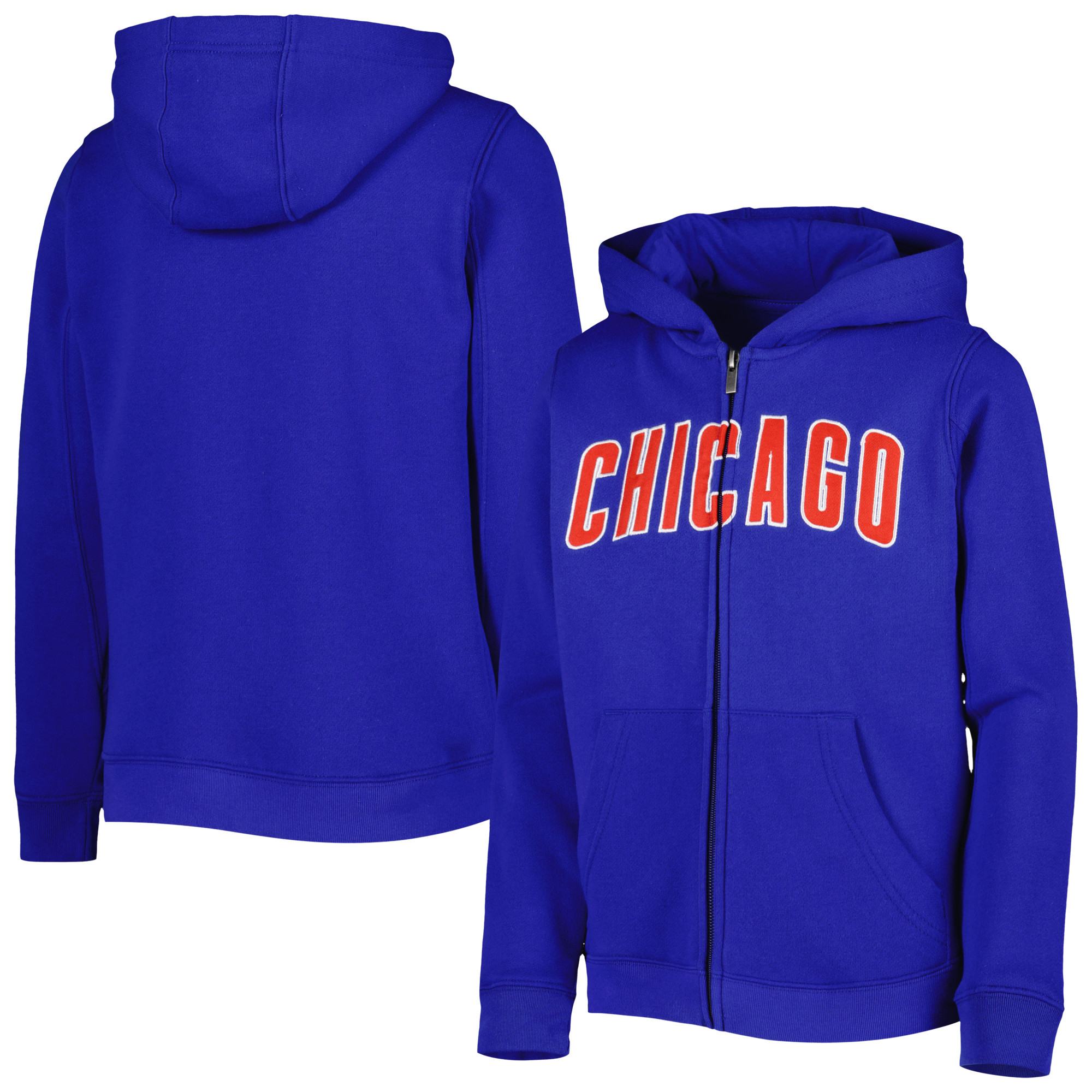 Youth Royal Chicago Cubs Wordmark Full-Zip Fleece Hoodie Youth Royal Chicago Cubs Wordmark Full-Zip Fleece Hoodie