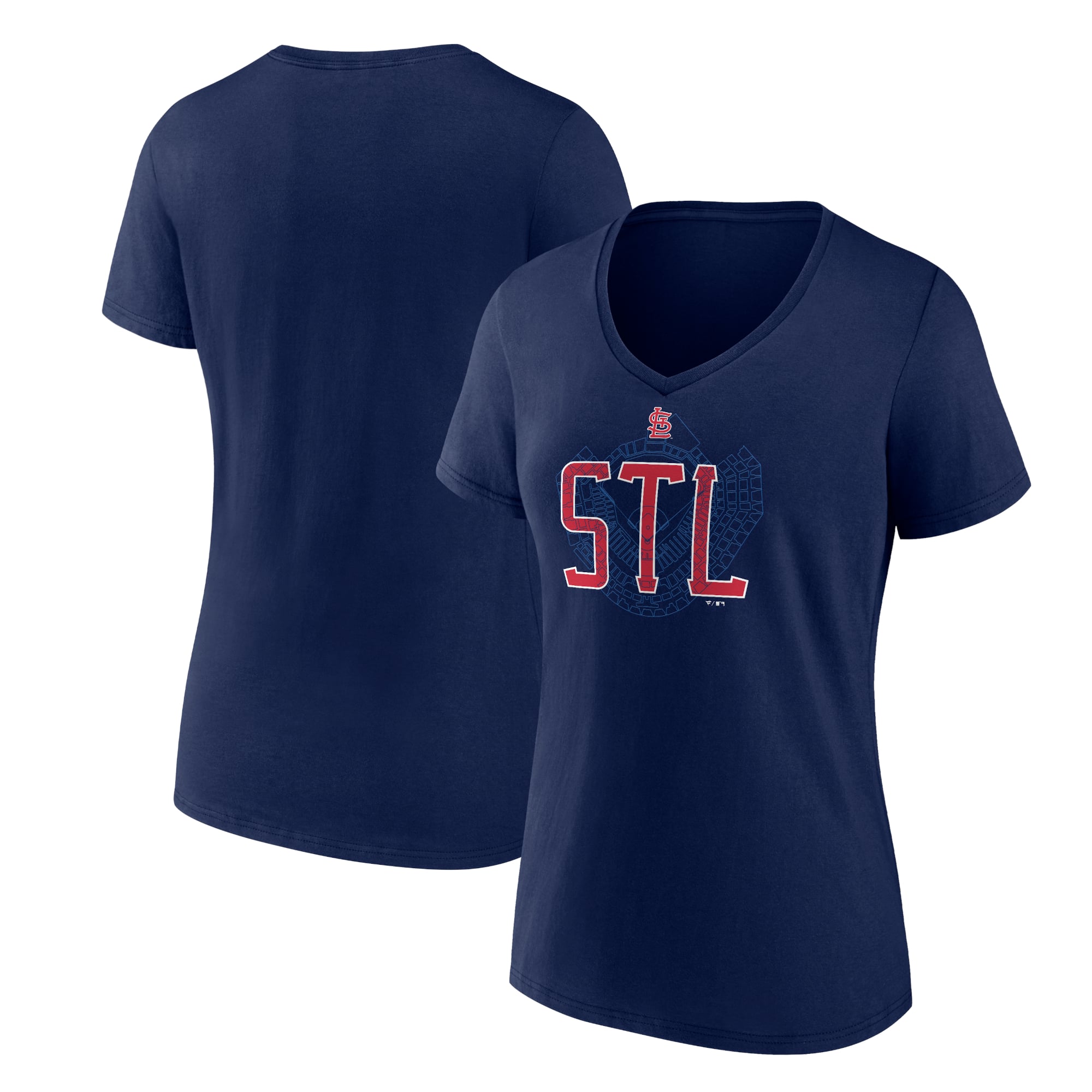 Women's Navy St. Louis Cardinals Paint the Black V-Neck T-Shirt