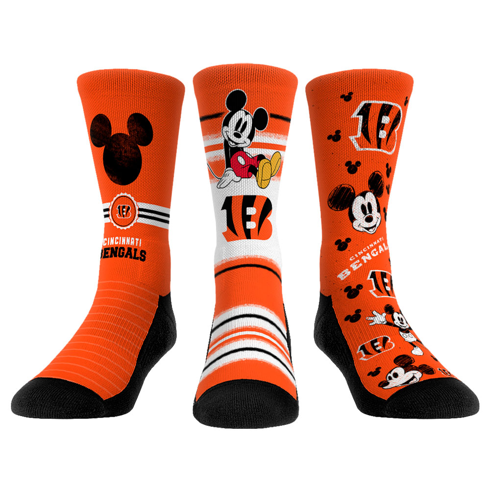 Unisex Rock Em Cincinnati Bengals Disney Three-Pack Crew Socks Set