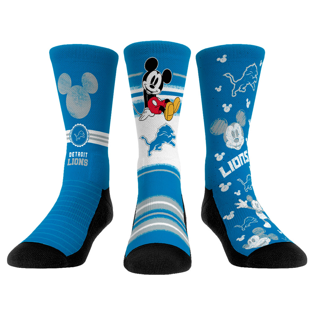 Unisex Rock Em Detroit Lions Disney Three-Pack Crew Socks Set