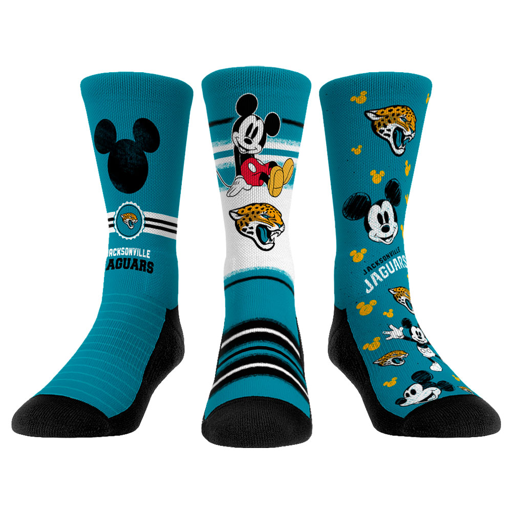 Unisex Rock Em Jacksonville Jaguars Disney Three-Pack Crew Socks Set