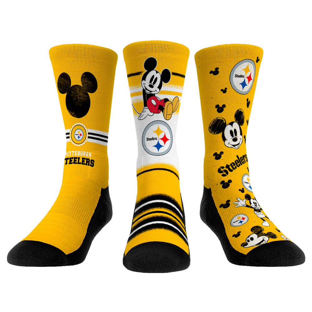 Unisex Rock Em Pittsburgh Steelers Disney Three-Pack Crew Socks Set