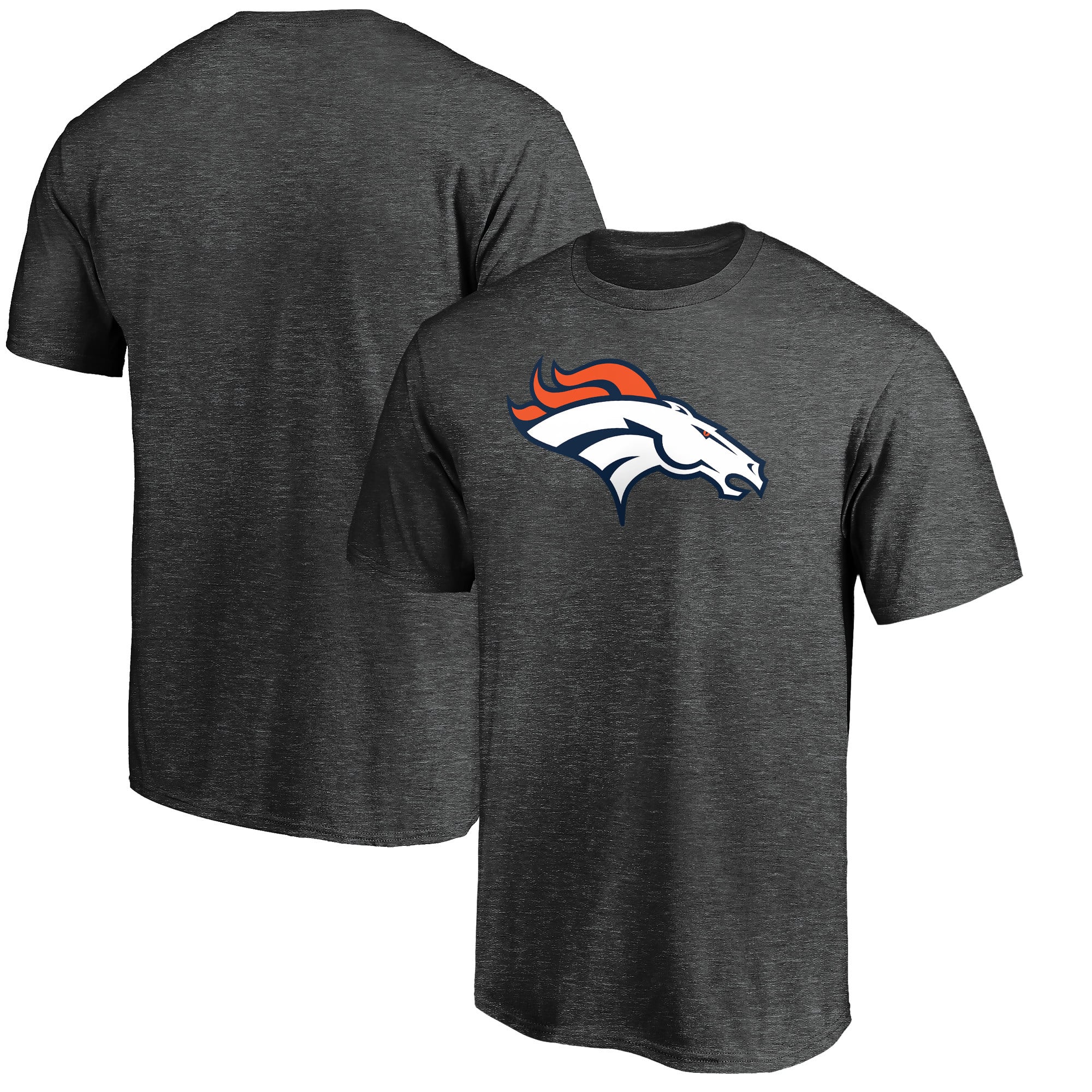 Men's Fanatics Heather Charcoal Denver Broncos Primary Logo T-Shirt