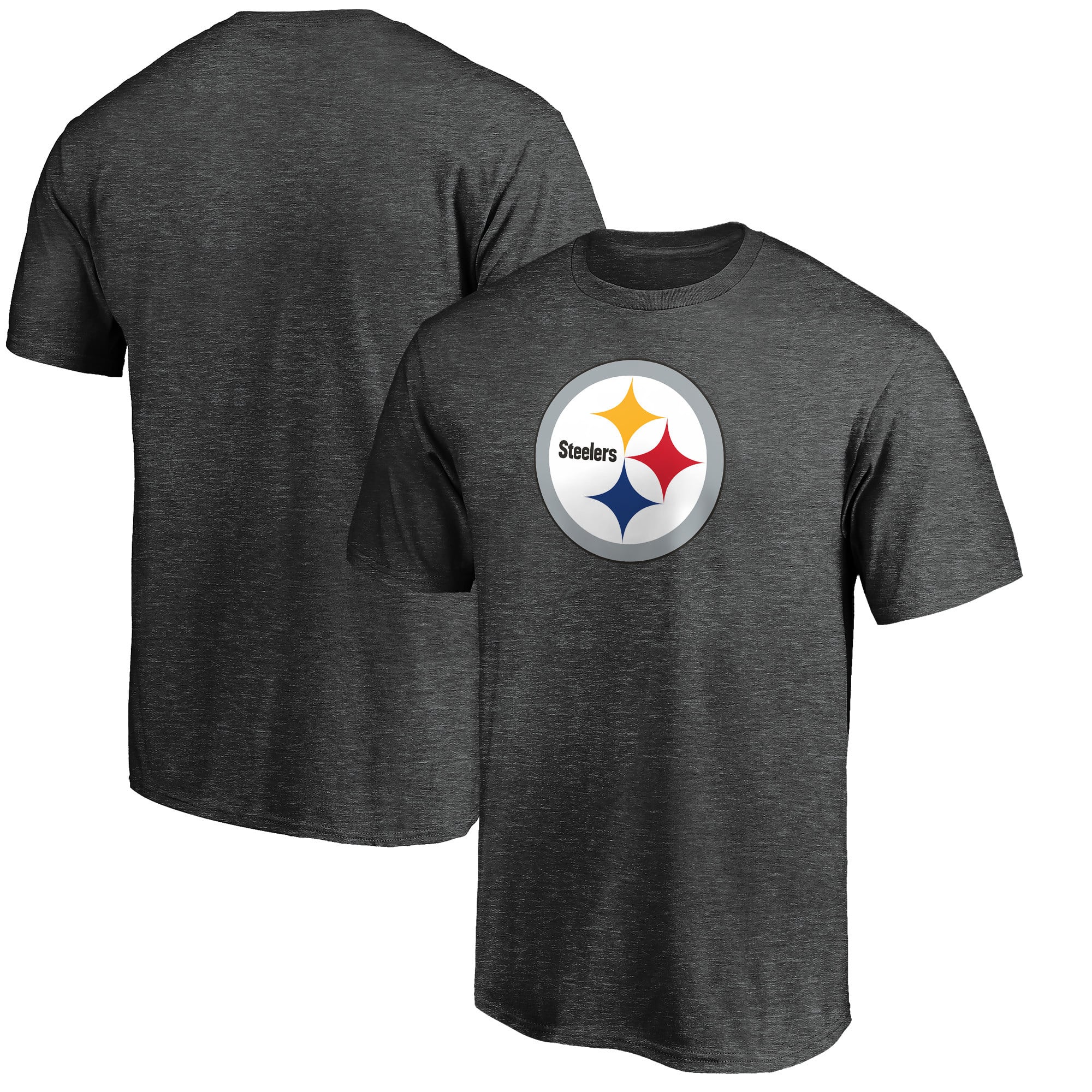 Men's Fanatics Heather Charcoal Pittsburgh Steelers Primary Logo T-Shirt