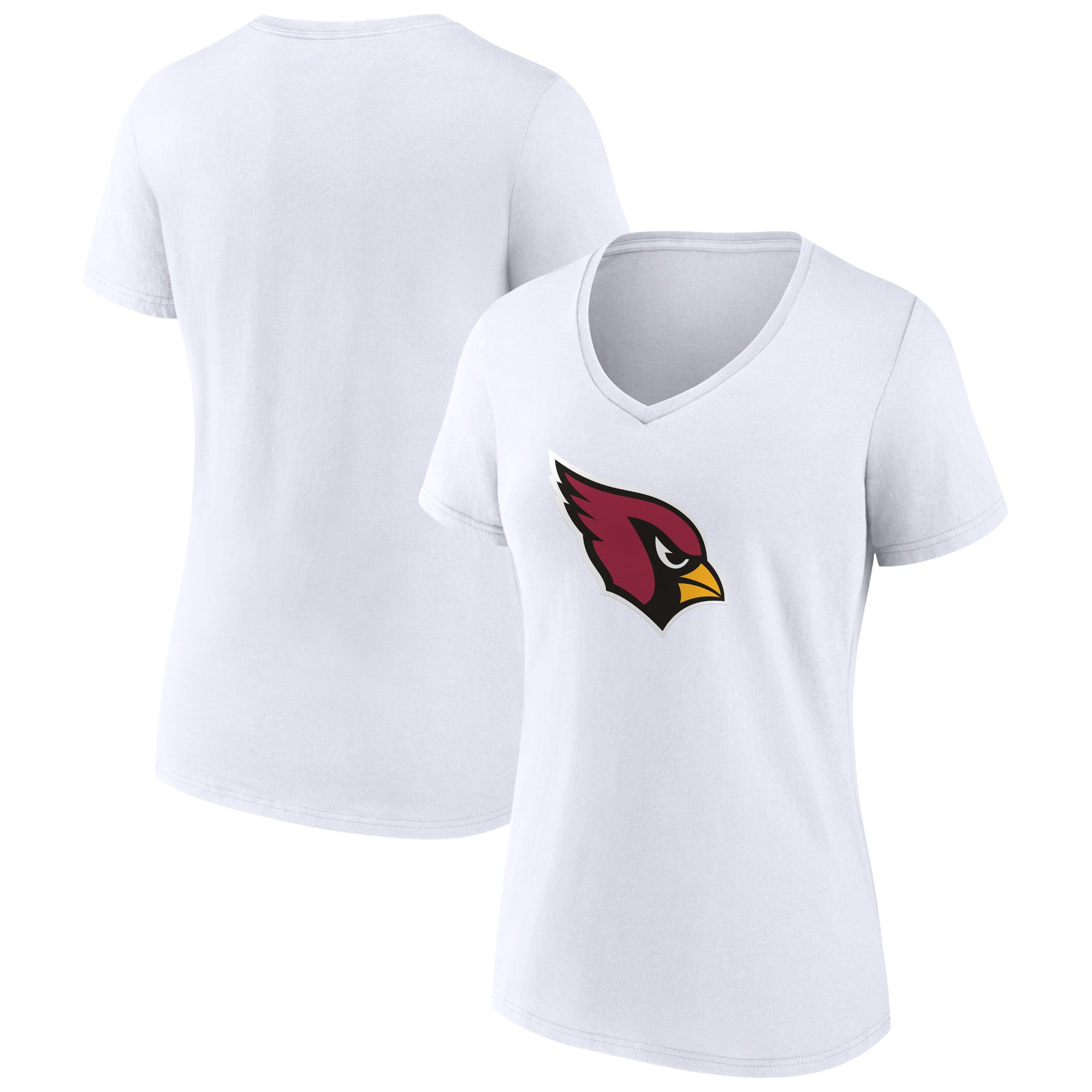 Women's White Arizona Cardinals Primary Logo V-Neck T-Shirt