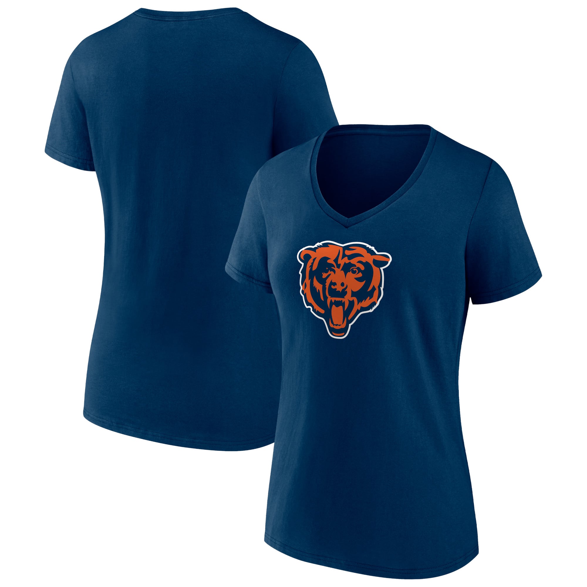 Women's Navy Chicago Bears Primary Team Logo V-Neck T-Shirt