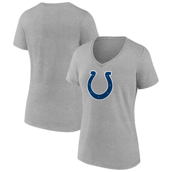 Women's Heather Gray Indianapolis Colts Primary Team Logo V-Neck T-Shirt