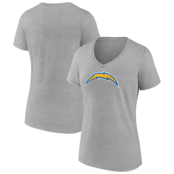 Women's Heather Gray Los Angeles Chargers Primary Team Logo V-Neck T-Shirt