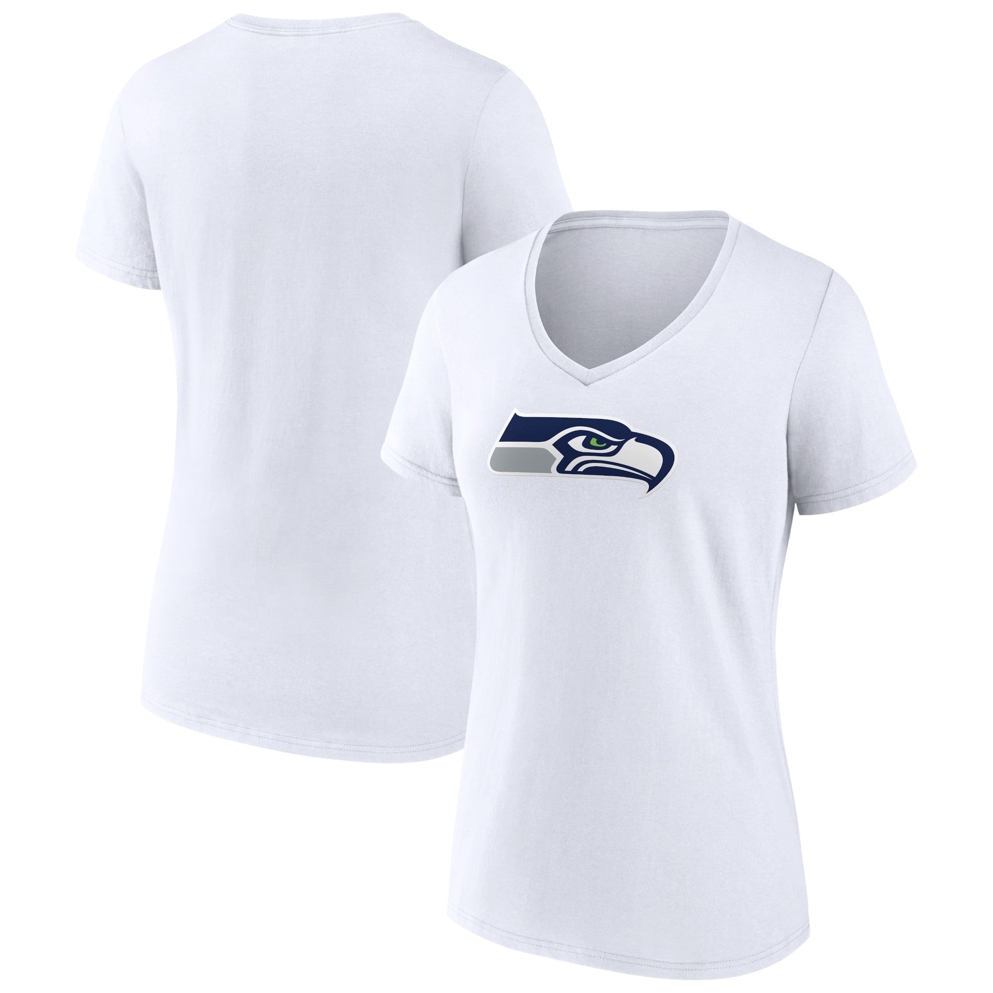 Women's White Seattle Seahawks Primary Team Logo V-Neck T-Shirt