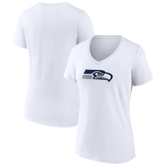 Women's White Seattle Seahawks Primary Team Logo V-Neck T-Shirt