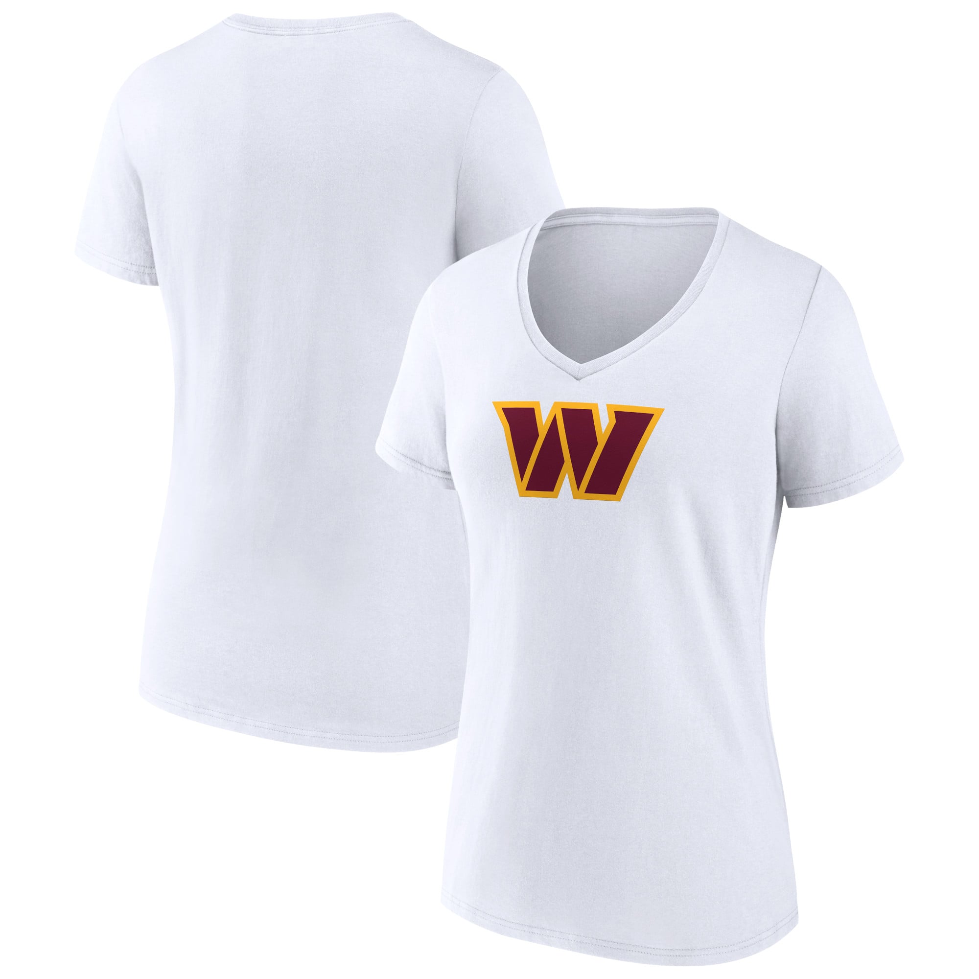 Women's White Washington Commanders Primary Team Logo V-Neck T-Shirt