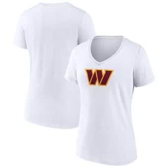 Women's White Washington Commanders Primary Team Logo V-Neck T-Shirt