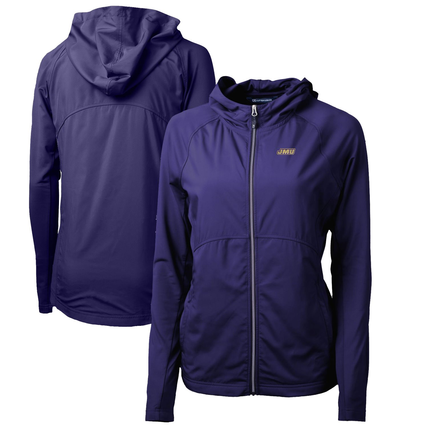 Women's Cutter & Buck Purple James Madison Dukes Adapt Eco Knit Full-Zip Hoodie