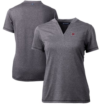 Women's Cutter & Buck Heather Charcoal Miami University RedHawks Forge Blade V-Neck Top