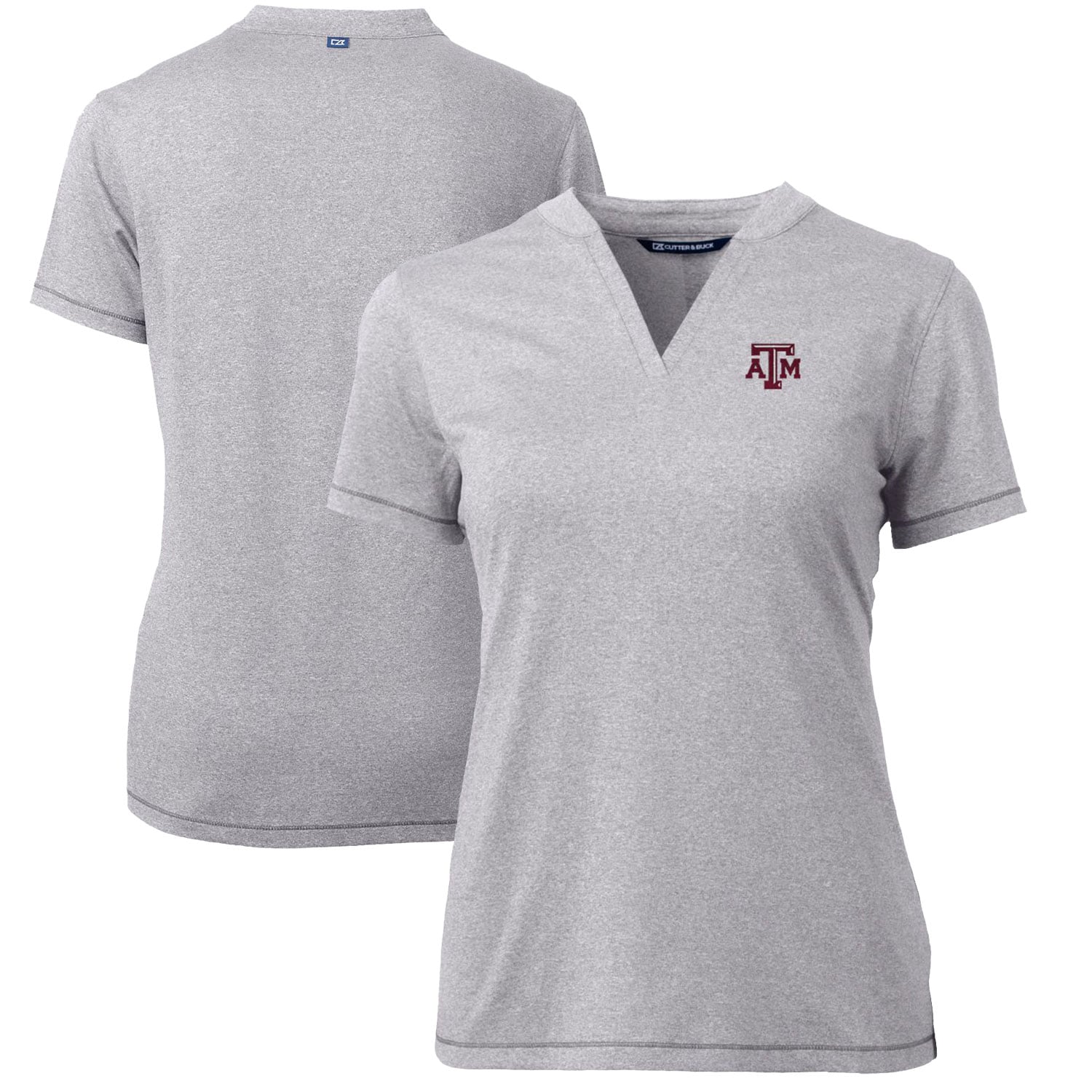 Women's Cutter & Buck Heather Gray Texas A&M Aggies Forge Blade V-Neck Top