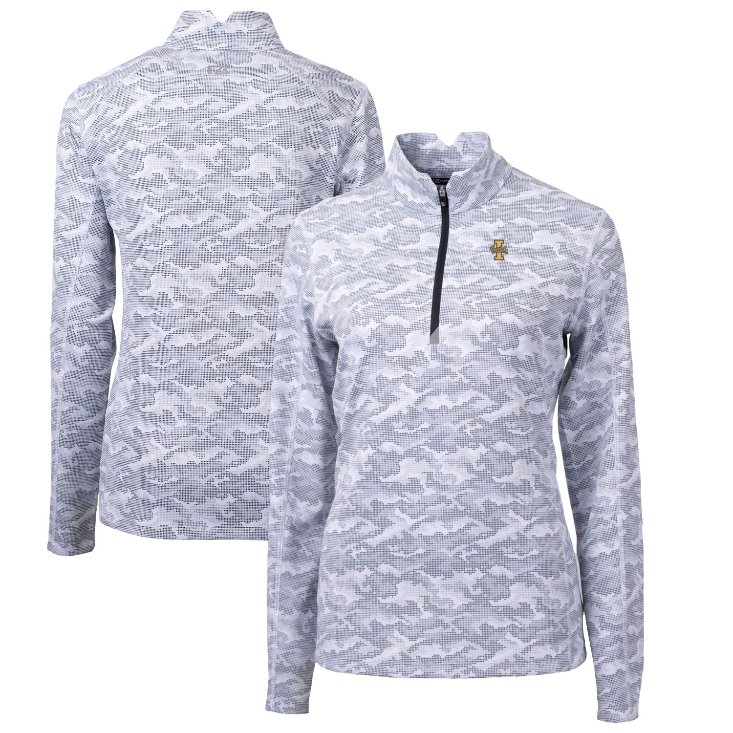 Women's Cutter & Buck Charcoal Idaho Vandals Traverse Camo Quarter-Zip Pullover Top