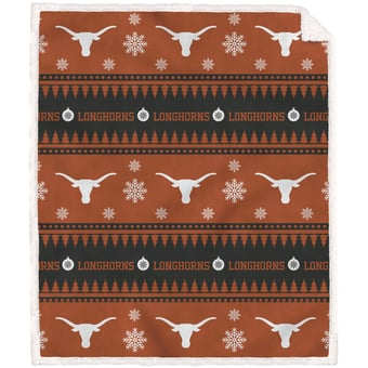 Texas Longhorns 60'' x 70'' Holiday Gift Wrap Sherpa Flannel Fleece Blanket