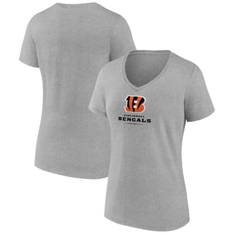 Women's Gray Cincinnati Bengals Logo Team Lockup V-Neck T-Shirt