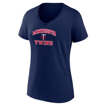 Women's Navy Minnesota Twins Heart and Soul V-Neck T-Shirt