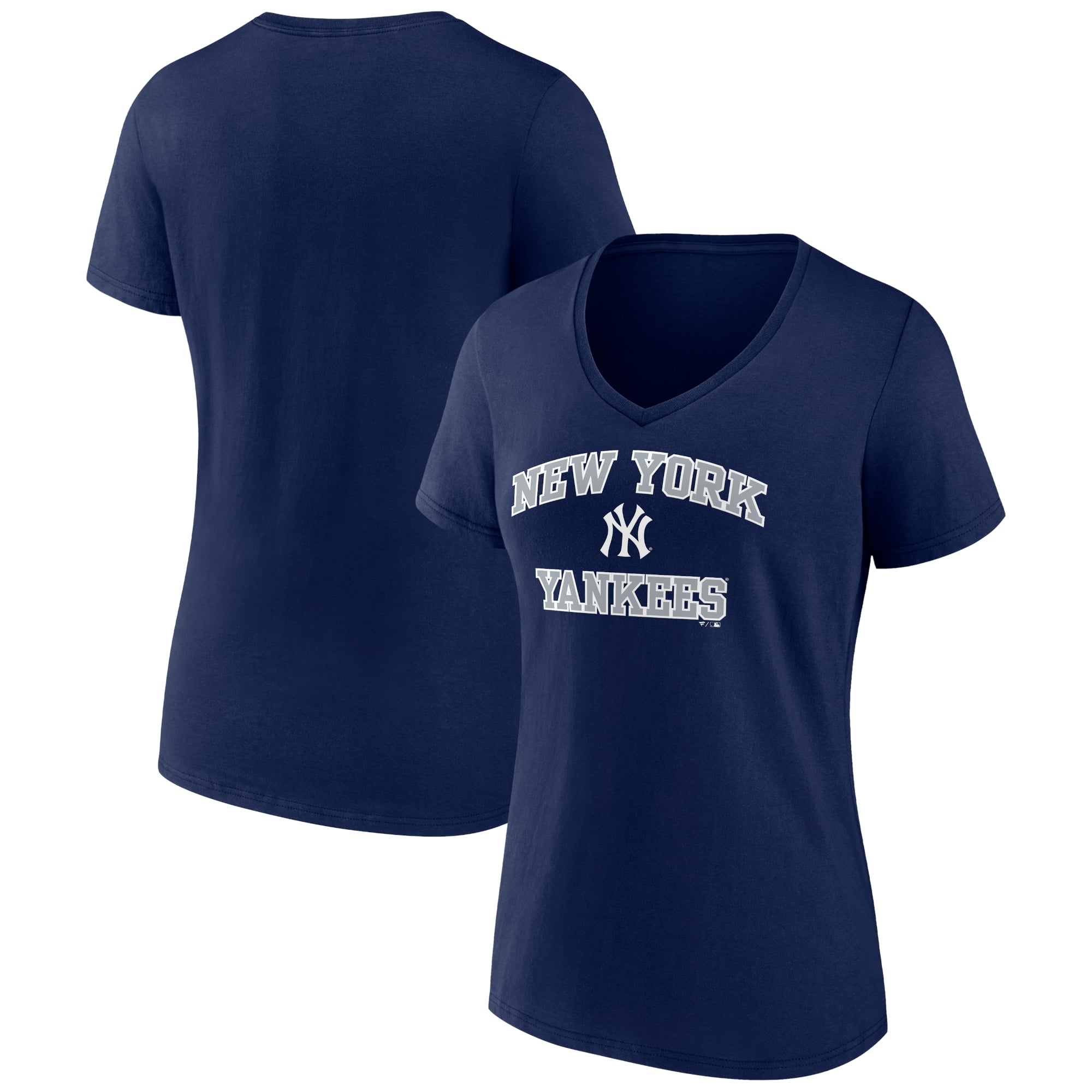 Women's Navy New York Yankees Heart and Soul V-Neck T-Shirt