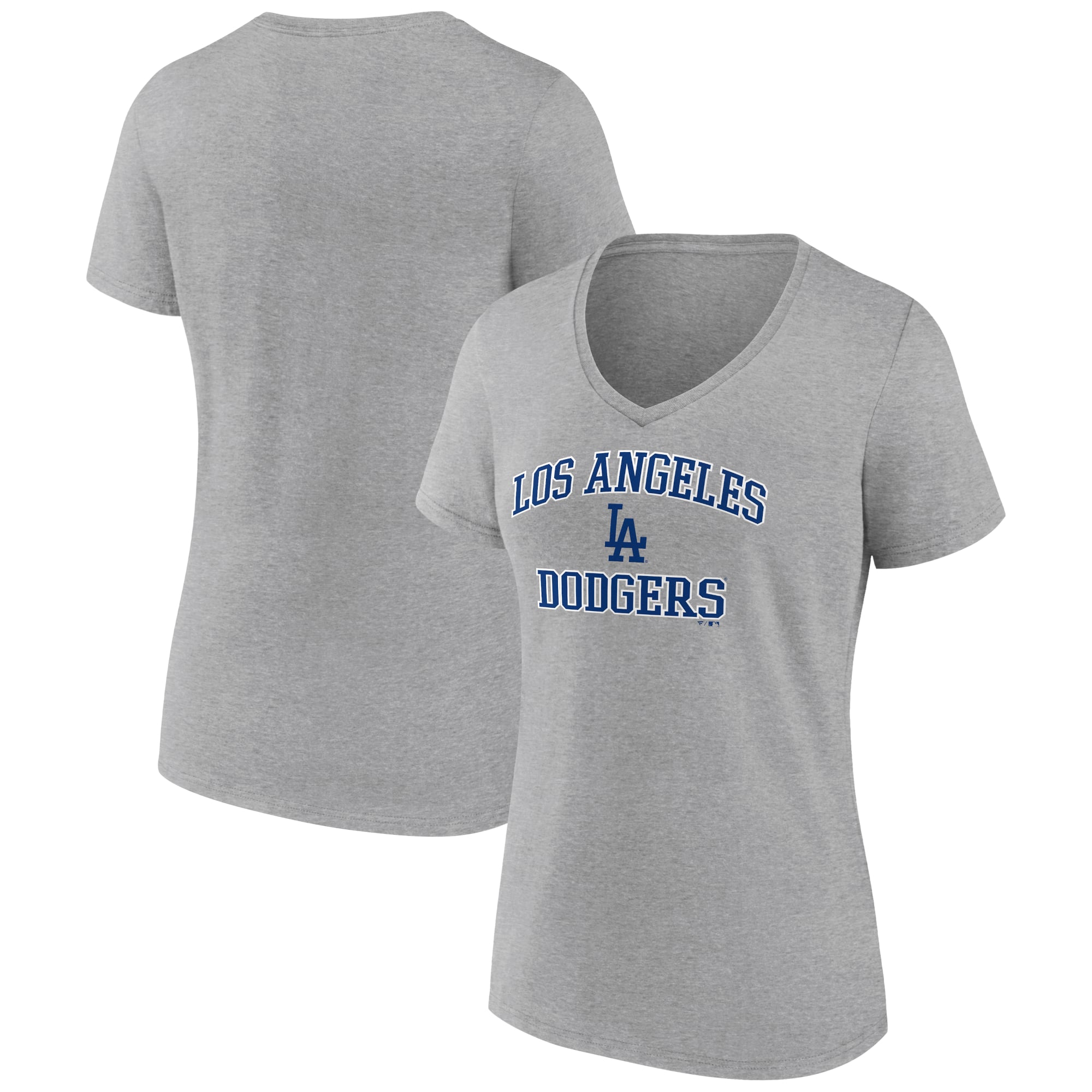 Women's Gray Los Angeles Dodgers Heart and Soul V-Neck T-Shirt