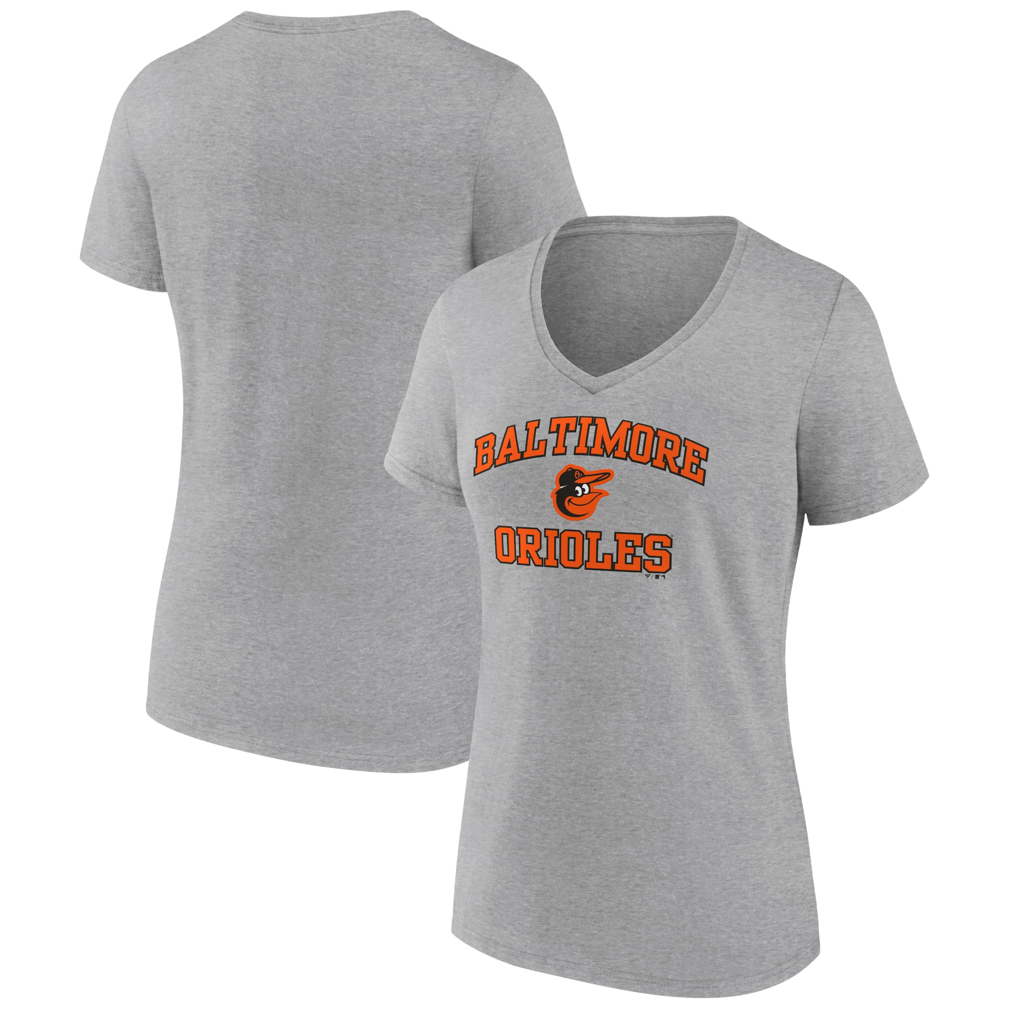 Women's Gray Baltimore Orioles Heart and Soul V-Neck T-Shirt